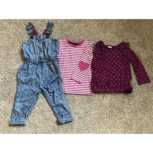 Chambray Hearts Overalls Set
